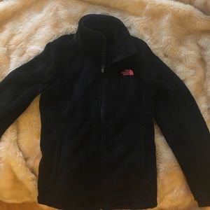 Black fur north face zip up